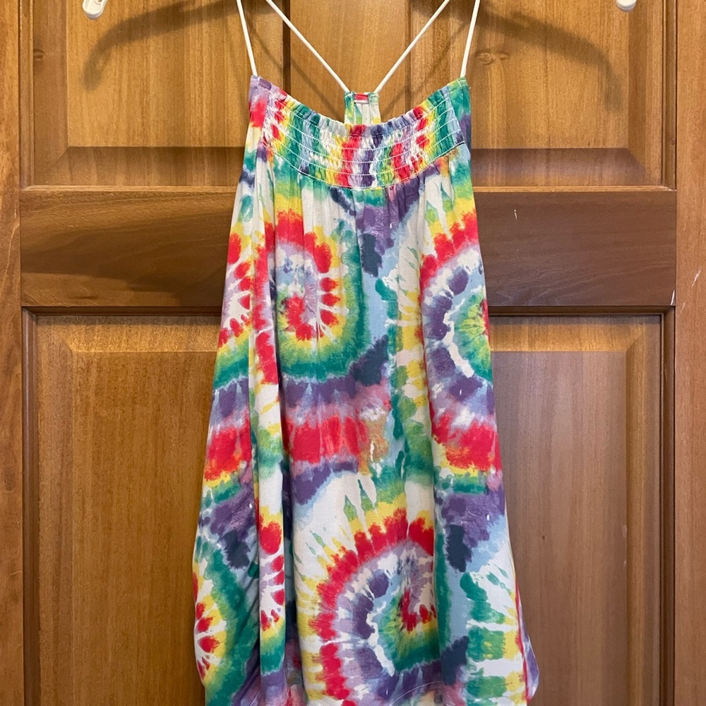 Colorful Tie-Dye Spaghetti Strap Hip Length Top